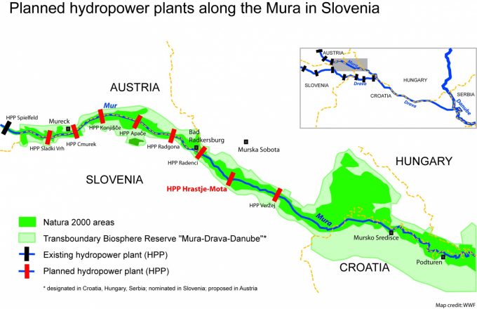 Planned hydropower plants Mura_ENG, © by WWF 
